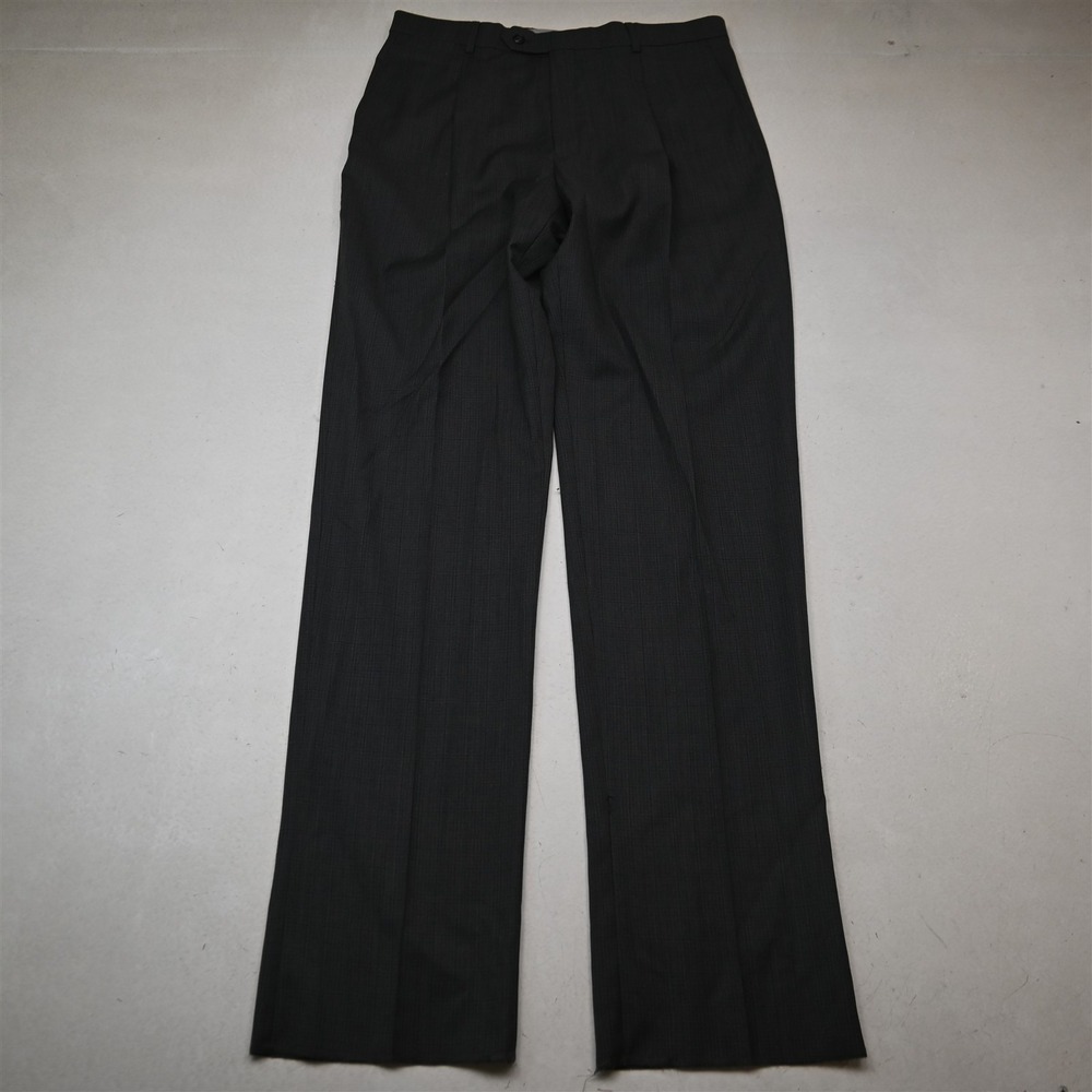 NEW Hart Schaffner Marx 34x38 Gray Check 100% Wool Pleated Mens Dress Pants